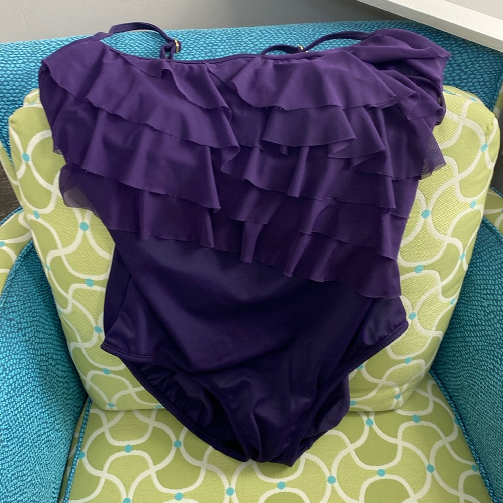 Inches Away One Piece Swimsuit (12) deep purple; great condition